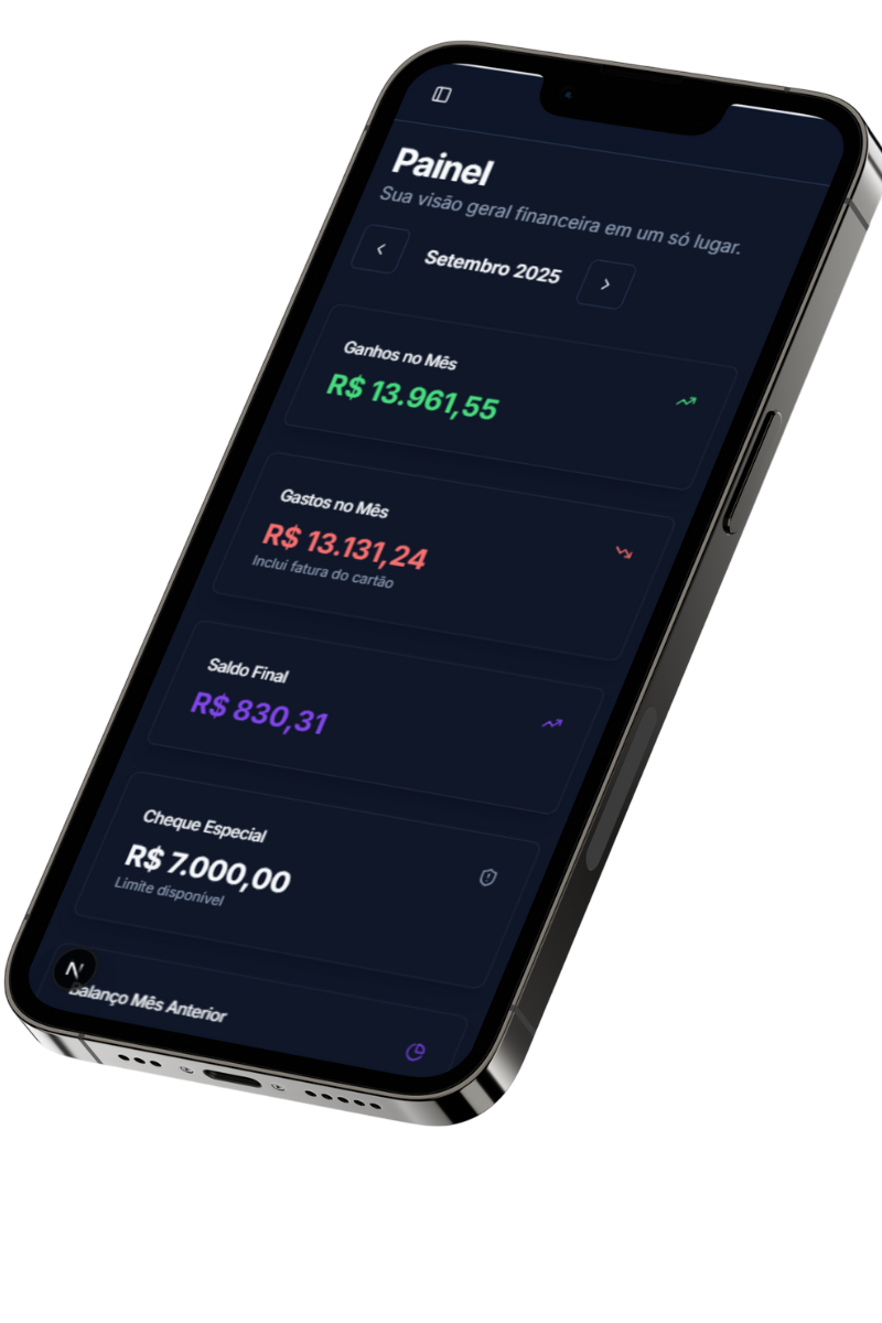 Aplicativo de finanças no celular